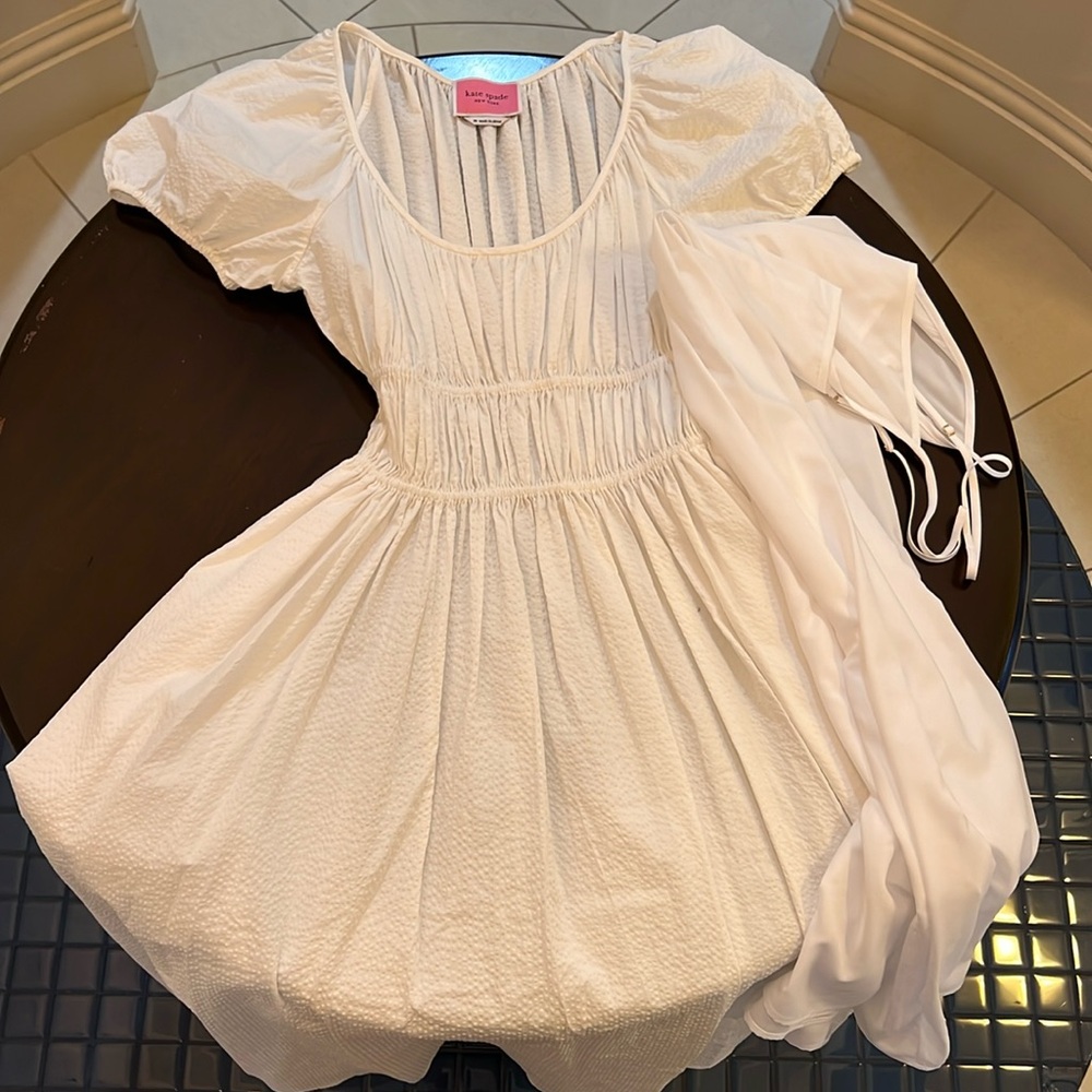Kate Spade Medium White Midi Dress with Slip